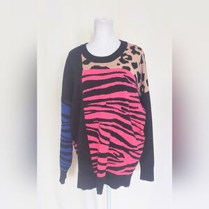 Torrid Plus Size 0 Mixed Animal Print Multicolor Pullover Sweater